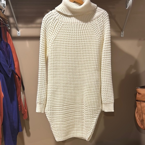 Cozy Cream Turtleneck Sweater Dress - Picture 1 of 4